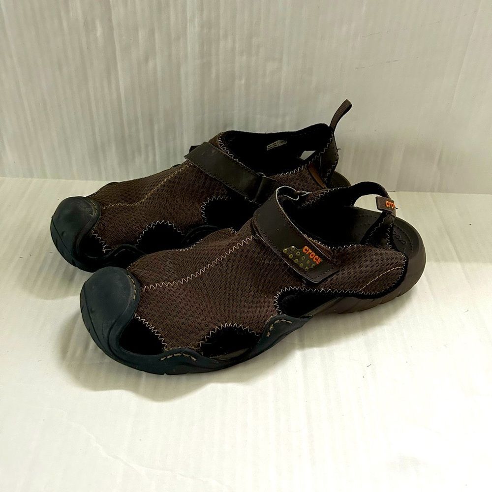 Crocs Swiftwater Mesh Deck mens Brown Casual Outdoor Sandals Size 13